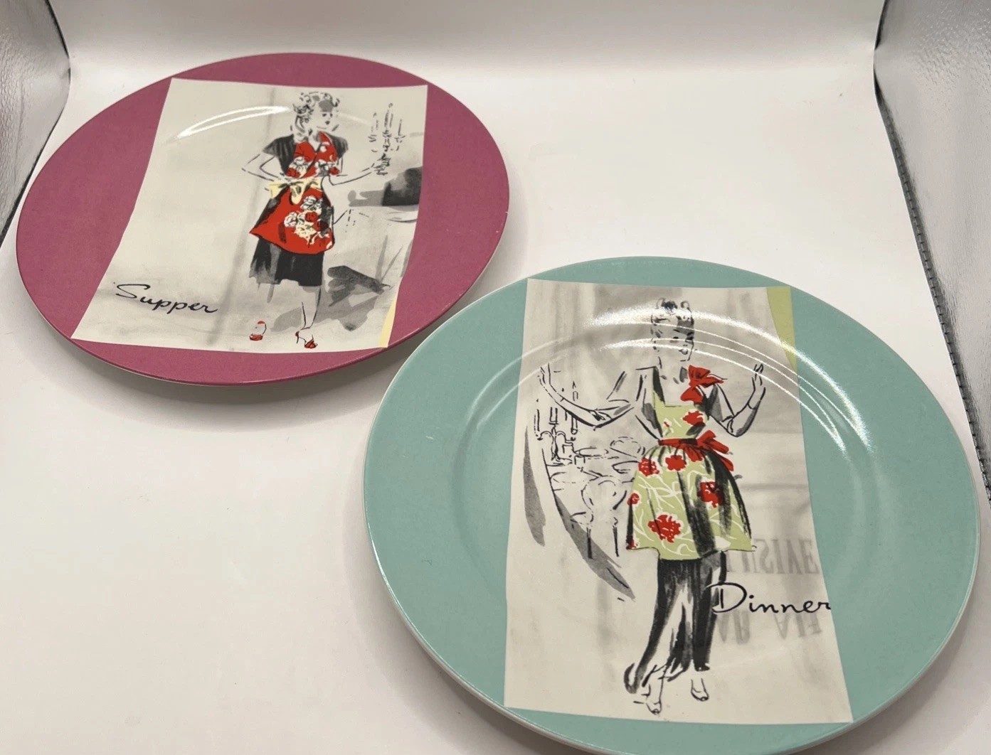 Vintage Rosanna Plates Set of 2 Retro Fashion Ladies Supper Dinner