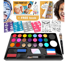Face Paint Kit for Kids 20 Washable Colors, Guaranteed Stain-Free, Paints 60