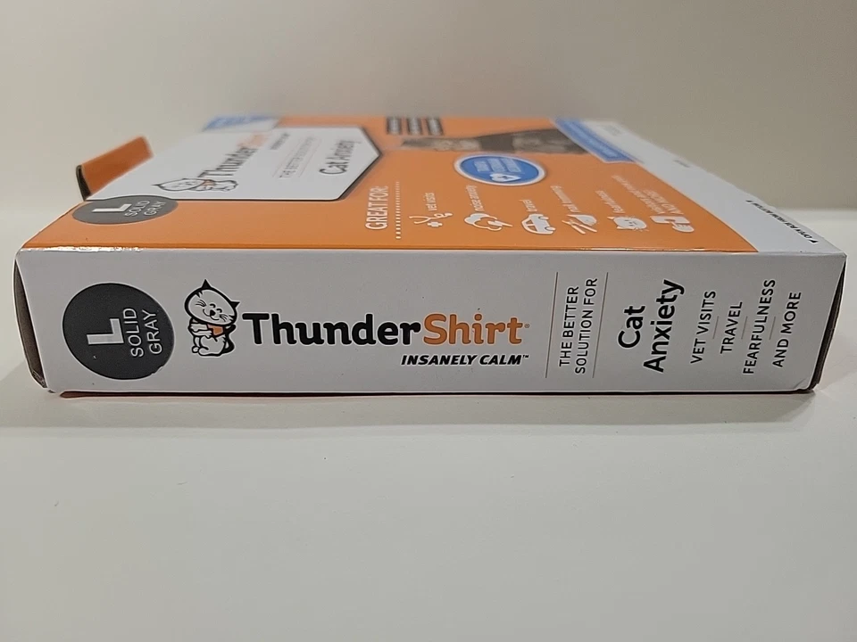 Camisa Thunder Jaqueta Ansiedade Gato, Cinza Sólido Grande (13 lbs+) ~Nova~ - Imagem 4 de 4