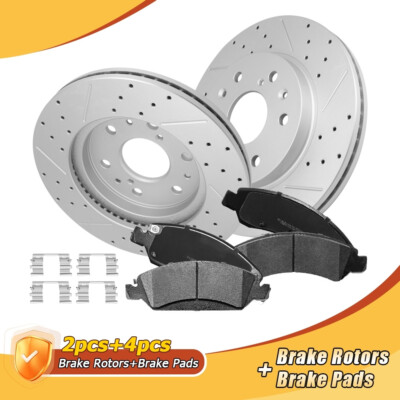 Front Brake Rotors+Ceramic Pad Kit for 2008-2013 Chevy GMC Silverado Sierra 1500
