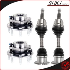 2 Front CV Axle Shaft 2Wheel Hub Bearing Assembly For GMC Sierra 1500 HD H2 LT