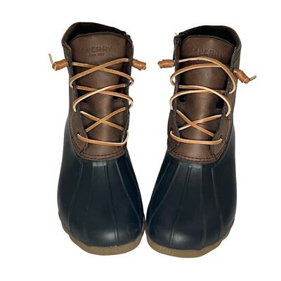 Sperry Black and Brown Lace-Up Boots Amazon.com | Sperry Womens A/O Lug Boot Leather Boots, Black  main image 3