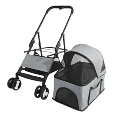 UK Large Elevated Folding Pet Stroller Dog Pram Pushchair Removable Carrier Bag