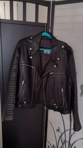Moto Leather Jacket Real Argentinian Leather Men's Large - product listing photo