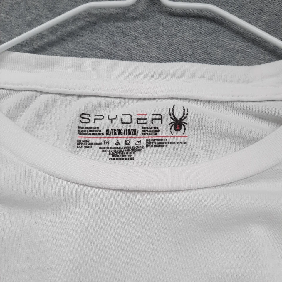 Camiseta Spyder Niños XL 18/20 Blanco Algodón Cuello Redondo Manga Larga Camiseta Deletreada Foto 2 de 4