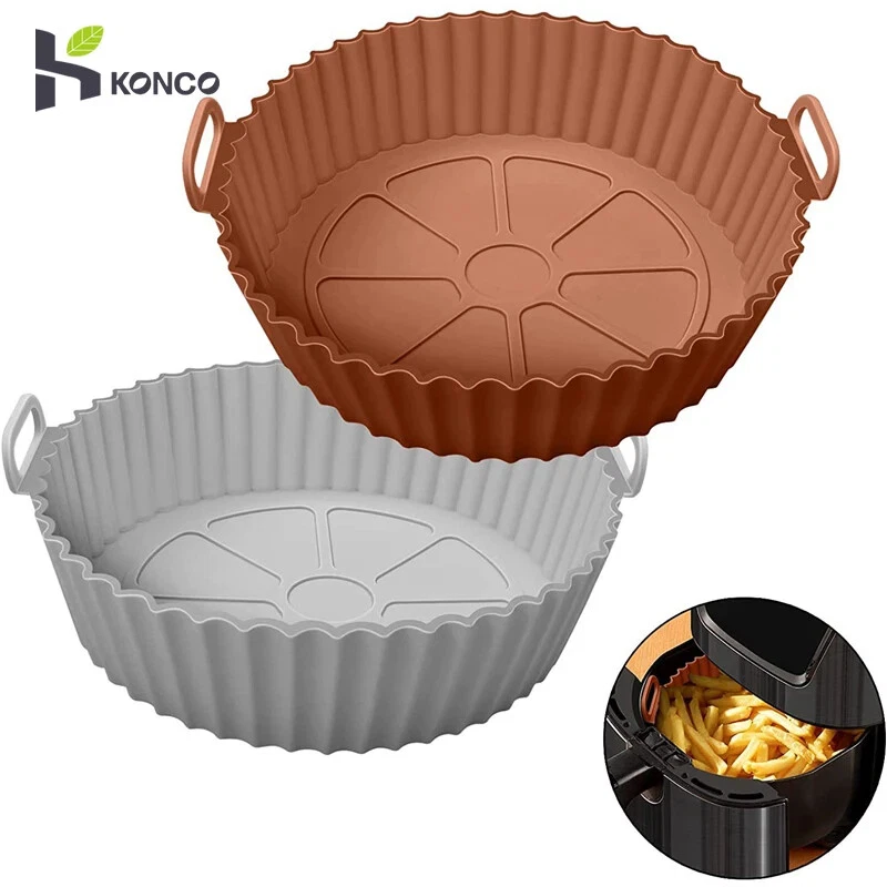 Air Fryer Silicone Pot Round Reusable Air Fryers Oven Baking Tray