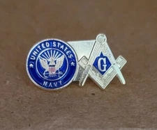 Military Navy with Square & Compass lapel pin Mason