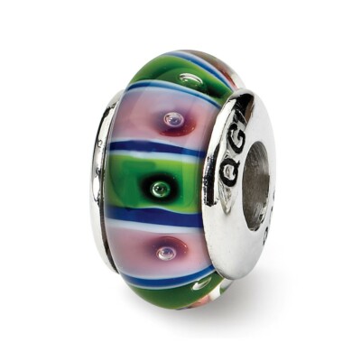 Grün Rosa Mundgeblasene Glasperlen 0,925 Sterling Silber Reflexionsperlen