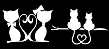 Cat Love Heart 2 PK White Vinyl Decals Car Truck Windows Laptop Tablet Mirrors