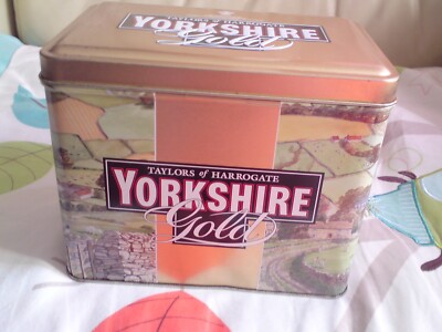 Yorkshire Gold Tea Bag Tin Caddy Empty Tin Taylors of Harrogate