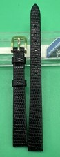 10mm Speidel Black Gator Lizard Grain Genuine Leather Ladies Watch Band