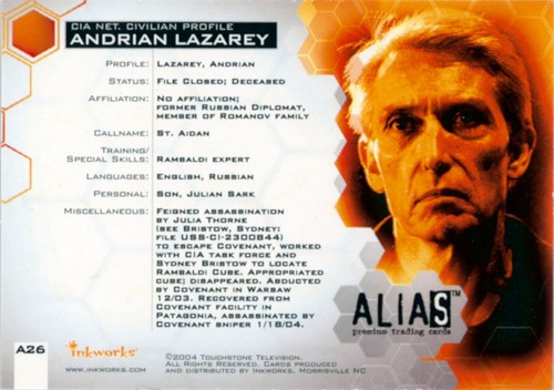 Alias Season 3 Autograph A26 Mark Bramhall as Andrian Lazarey - Picture 2 of 2