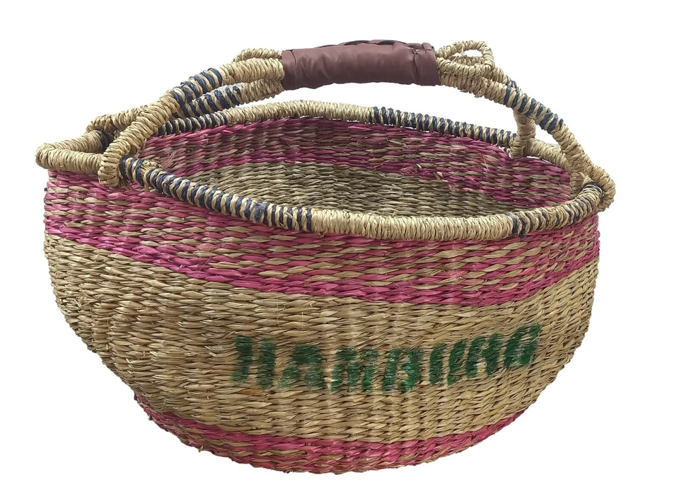 Bolga Korb Einkaufskorb Afrika Ghana Tasche mit Henkel Seegras geflochten bunt - Bild 2 von 4