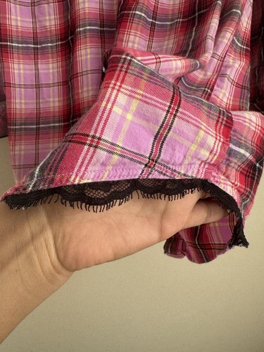 VICTORIA’S SECRET Women's Red/Pink Plaid Sleepwear Lace Details Size Small - Picture 5 of 12