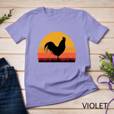 Rooster Chicken Black Orange Yellow Farm Farmer Farming T-Shirt