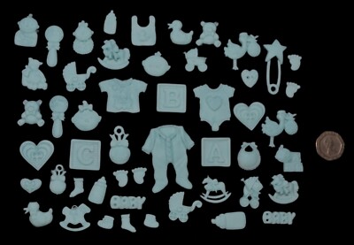40 x Essbare 3D Baby Blau Cupcake Tortenaufleger Deko Taufe Babyparty