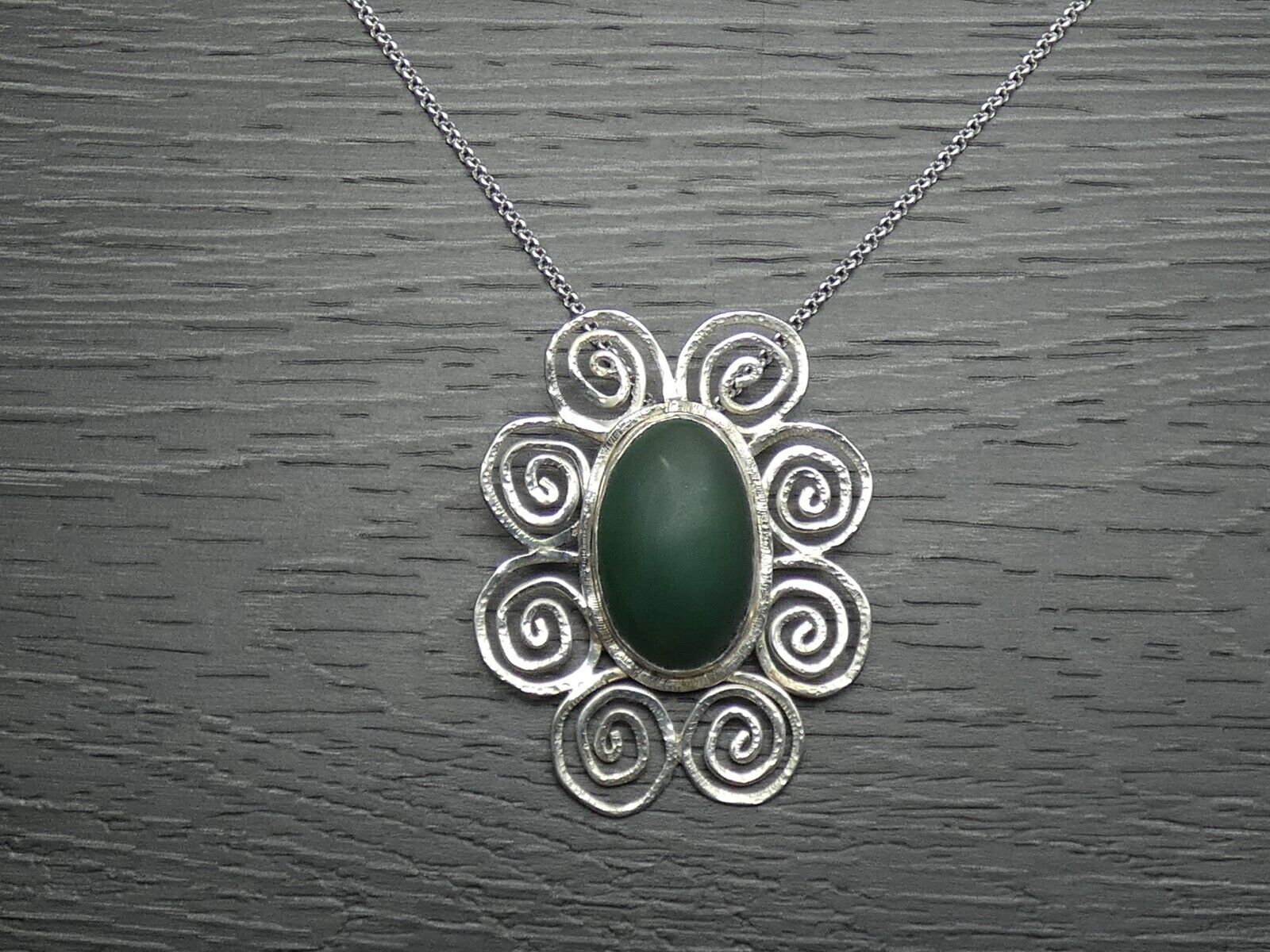 Vintage Sterling Silver Green Malachite Hand Made… - image 3