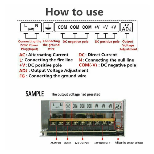 Switch Power Supply 5V/12V/24V AC to DC Converter Adapter Power Transformer New - Afbeelding 16 van 35