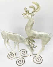 Capiz Shell And Metal Reindeer Christmas Decor Set Of 2