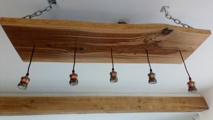 Oak Wood Plank 5 Light Large Linear Island Pendant Light