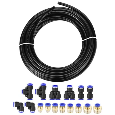 Kit tuyau d'air pneumatique polyuréthane PU 8mm dia extérieur 10 m 16 raccords - Photo 1/4