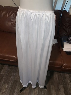 Vintage Lady Camille Size Large White Half Slip Lace Trim 100% Nylon NOS
