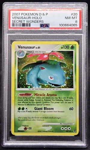 PSA 8 Venusaur Holo 20/132 Secret Wonders D&P 2007 - Pokémon TCG