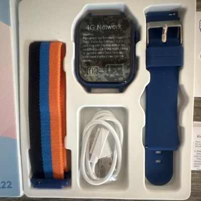 A22 Kids Smart Watch 4G Touch Screen Navy Case Blue Orange Black Band