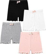 4 PACK Girl's Age 4-5 STRETCH SHORTS - Playground/ Under Dress/ Gym - NEW 