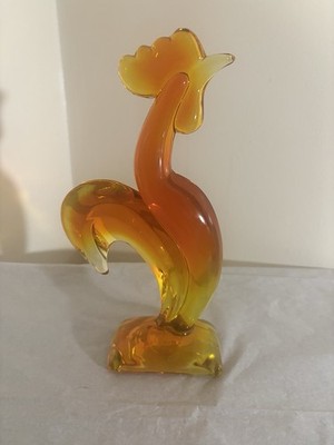 VTG Viking Glass Persimmon Orange Kellogg Rooster