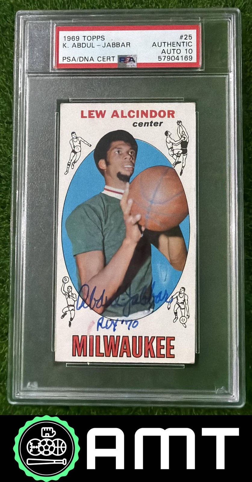 Lew Alcindor Kareem Abdul-Jabbar Signed PSA Auto 10 1969-70 Topps #25 RC 4169 view 1