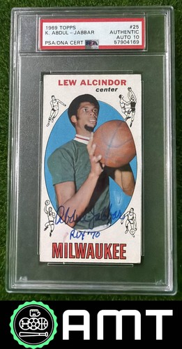 Lew Alcindor Kareem Abdul-Jabbar Signed PSA Auto 10 1969-70 Topps #25 RC 4169