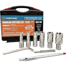 Annular Cutters Set 9pcs 3/4 Inch Weldon Shank 1 Cutting Depth 1/2-1-1/16 Cut...