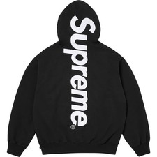 Supreme Satin Applique Hooded Sweatshirt Blac...