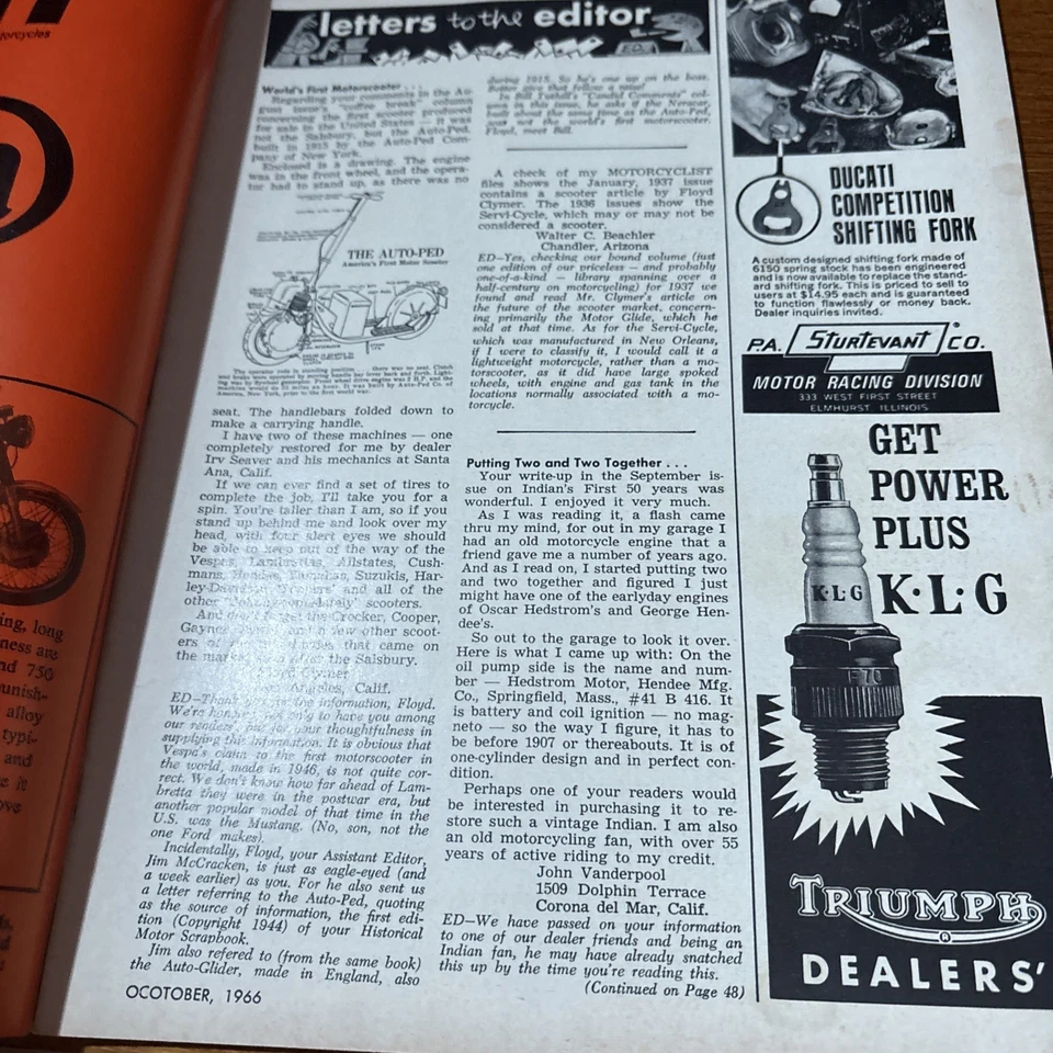 VTG 1966 Motorcyclist Motorcycle Magazine Harley Davidson Electra Glide & Sprint Foto 2 de 4