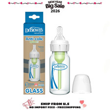 Anti-Colic Options Narrow Glass Baby Bottle with Level 1 Slow Flow Nipple