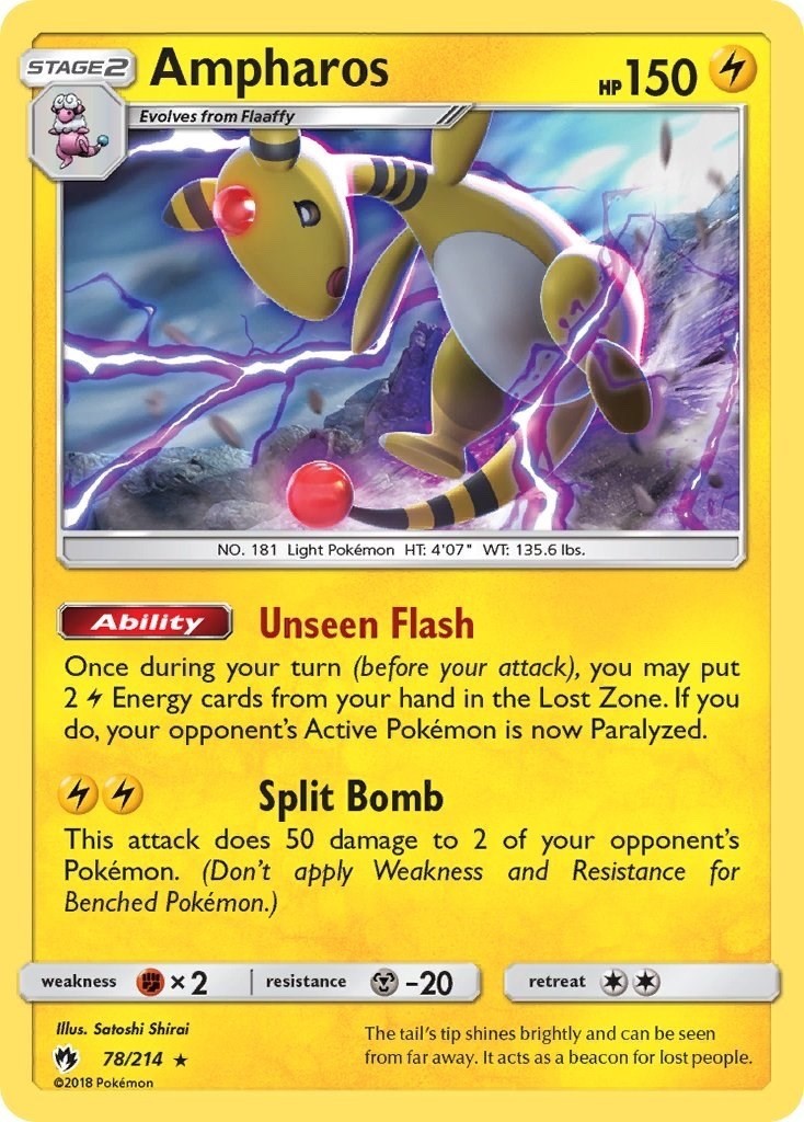Ampharos - 78/214 -Non Holo  Rare - Deck Exclusives - Lost Thunder - NM/M