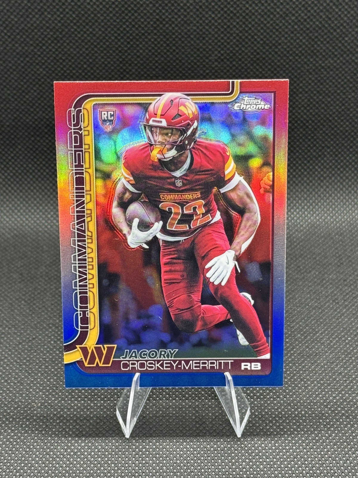 2025 Topps Chrome Football Jacory Croskey-Merritt RC Red White And Blue #387