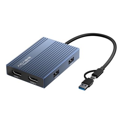 USB C to Dual HDMI DisplayLink Adapter, 4K60Hz, 2 HDMI & 3 USB-A Ports, 100W ...