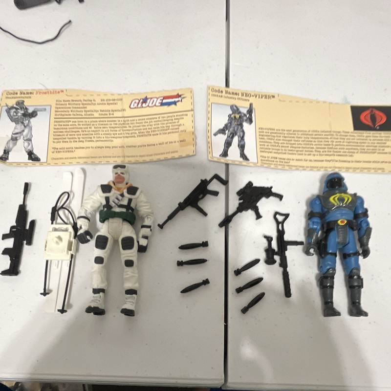 G.I. Joe Frostbite & NEO-VIPER 2-Figure Mixed Lot w/ Weapons & File Cards