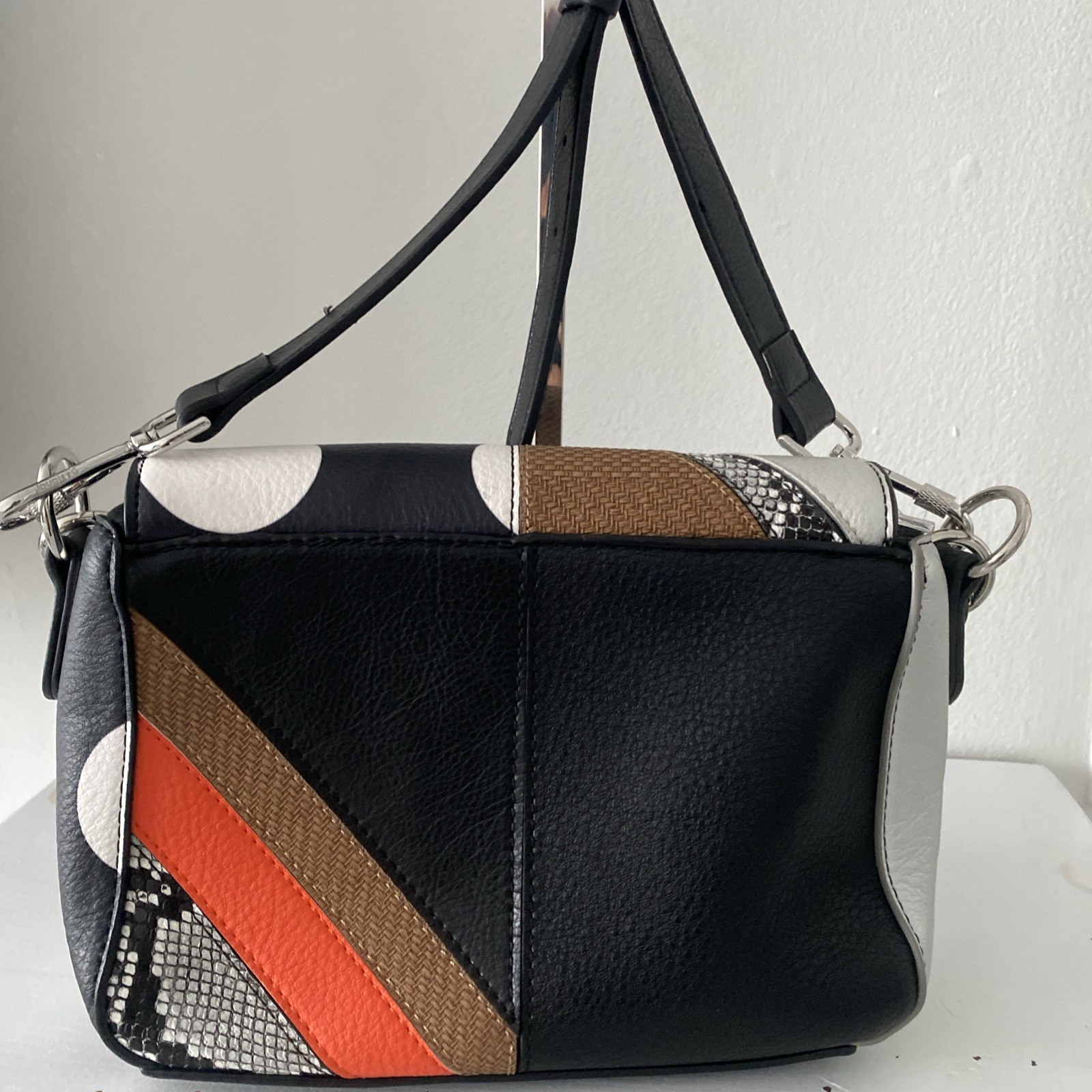 Desigual Patchwork Polka Dot Leather Shoulder Bag… - image 4