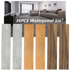 36Pcs Floor Planks Tiles Self Adhesive Wood Effect Vinyl PVC Flooring Plank 5m² 