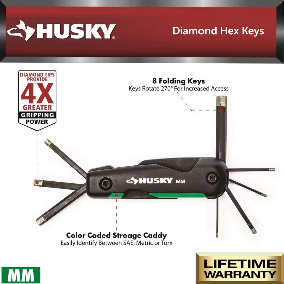 Folding Diamond Metric Hex Key Set (8-Piece) - Image 3 of 4