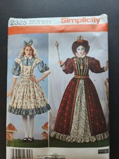 Simplicity 2325 Alice in Wonderland Costume Red Queen of Hearts 6-12 Cut