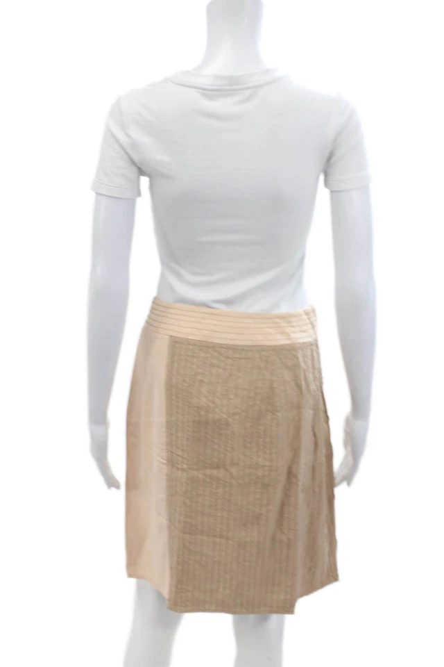 Falda plisada bordada floral de seda color tostado talla 2 Nanette Lepore para mujer Foto 3 de 4