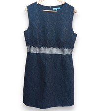 NWT Antonio Melani Women's Size 12 Black Sheath Dress Metallic Lace Sleeveless