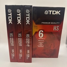 Lot of 4 New Sealed TDK Premium Quality HS 6 Hour T-120 Blank VHS Video Tapes