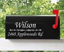 Set of 2 Mailbox Decal 11"x4.75" Name /w Address Custom Personalized - 12 Fonts
