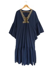 Greek Archaic Kori Maxi Dress SIZE SMALL Kaftan Blue & Gold BNWT NEW Holiday