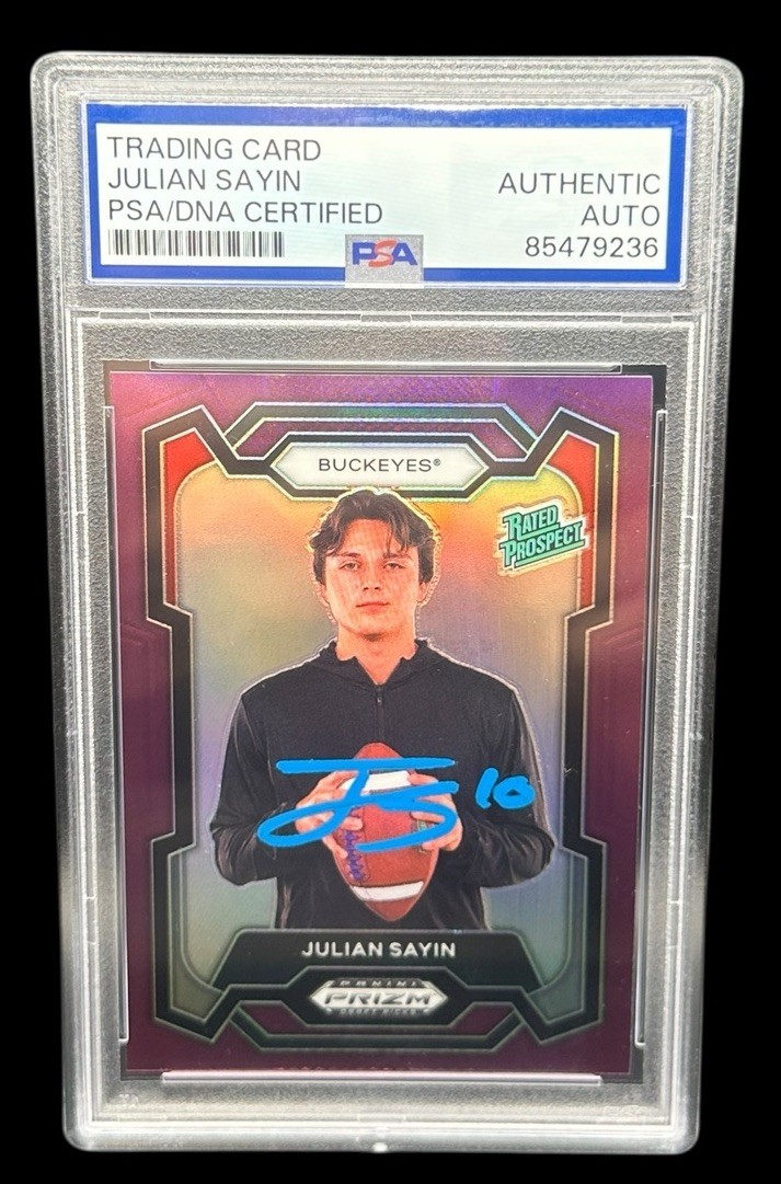 Julian Sayin Signed 2024 Panini Prizm Purple /75 Autographed Ohio